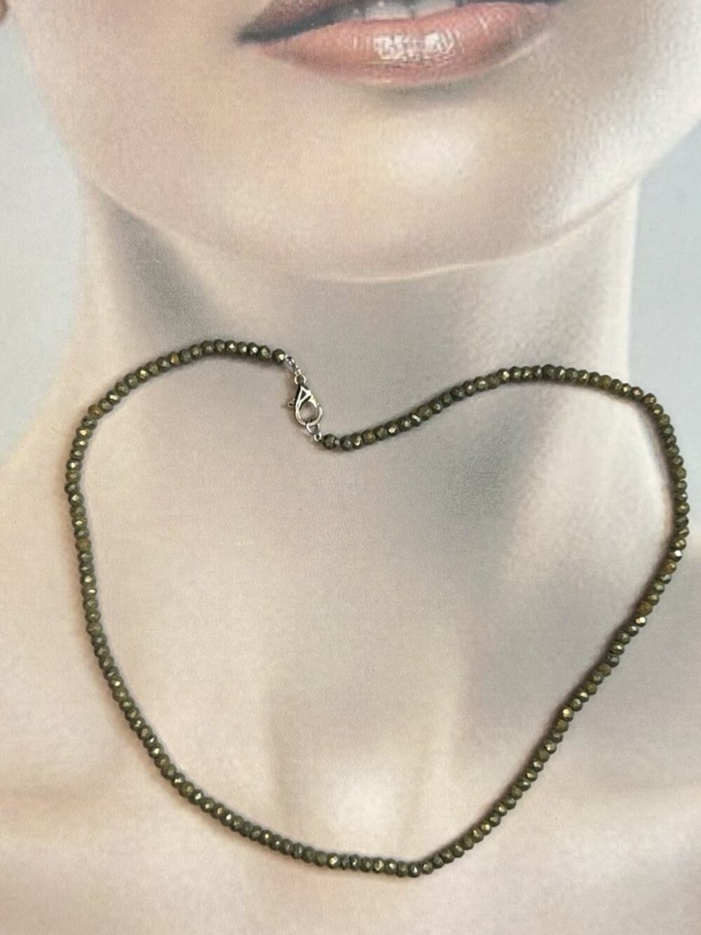 Natural Pyrite Crystal Beads Necklace.